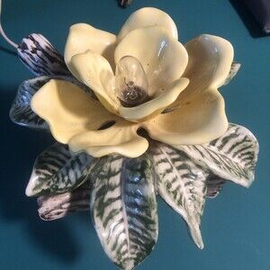 Night Light Avon Gift Collection Bisque Porcelain Magnolia Accent Works Vintage